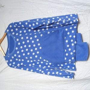 Anne Klein pajama set fleece polka dot button up shirt large